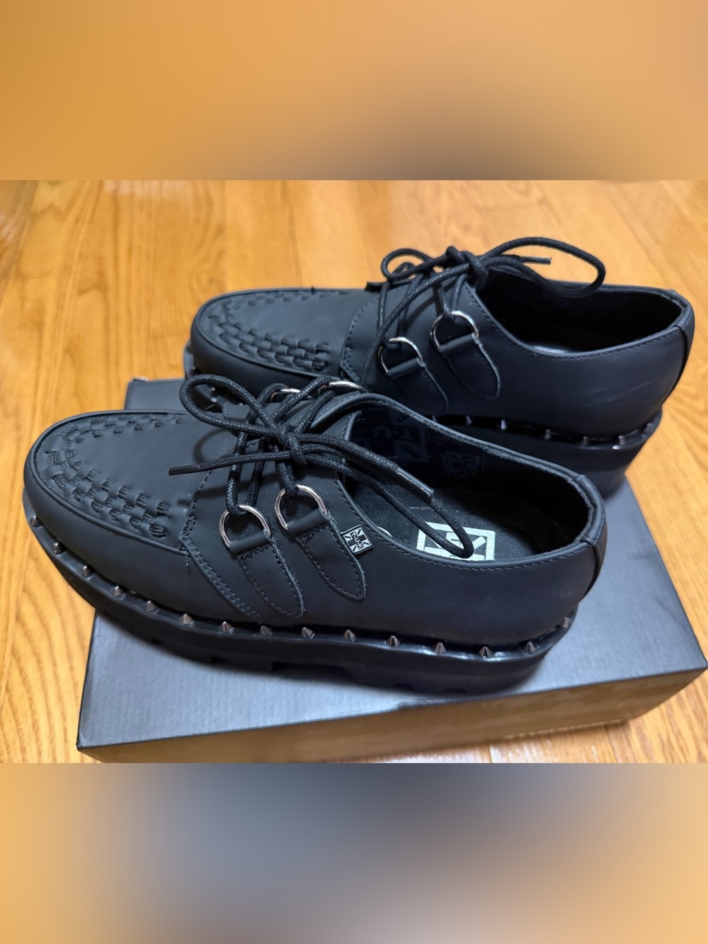 TUK A9469 Black Faux Leather Dino Lug Sole Creeper (Men Size 8)
